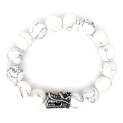 White Howlite & Stainless Steel Dragon Bracelet