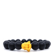Yellow Happy Buddha & Matte Onyx Bracelet